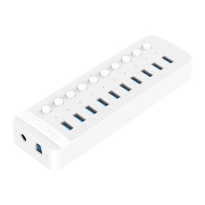 ORICO CT2U3-10AB-WH 10 In 1 Plastic Stripes Multi-Port USB HUB with Individual Switches, AU Plug(White) - USB 3.0 HUB by ORICO | Online Shopping South Africa | PMC Jewellery | Buy Now Pay Later Mobicred