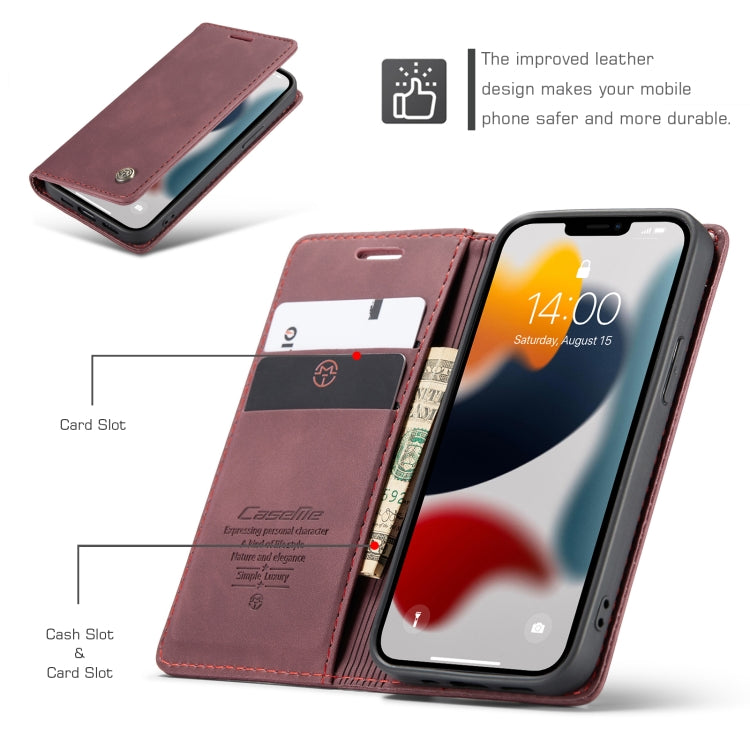 For iPhone 13 mini CaseMe-013 Multifunctional Retro Frosted Horizontal Flip Leather Case with Card Slot & Holder & Wallet (Wine Red) - iPhone 13 mini Cases by CaseMe | Online Shopping South Africa | PMC Jewellery | Buy Now Pay Later Mobicred