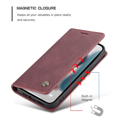 For iPhone 13 CaseMe-013 Multifunctional Retro Frosted Horizontal Flip Leather Case with Card Slot & Holder & Wallet(Wine Red) - iPhone 13 Cases by CaseMe | Online Shopping South Africa | PMC Jewellery | Buy Now Pay Later Mobicred