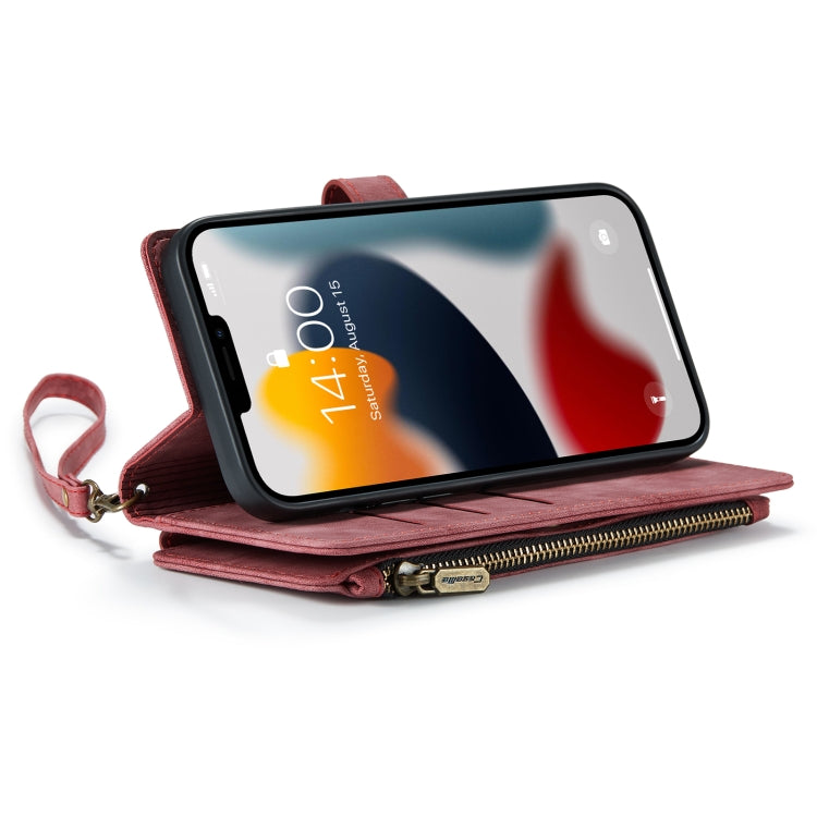 For iPhone 13 Pro Max CaseMe-C30 PU + TPU Multifunctional Horizontal Flip Leather Case with Holder & Card Slot & Wallet & Zipper Pocket (Red) - iPhone 13 Pro Max Cases by CaseMe | Online Shopping South Africa | PMC Jewellery | Buy Now Pay Later Mobicred