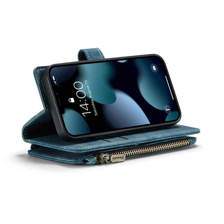 For iPhone 13 mini CaseMe-C30 PU + TPU Multifunctional Horizontal Flip Leather Case with Holder & Card Slot & Wallet & Zipper Pocket (Blue) - iPhone 13 mini Cases by CaseMe | Online Shopping South Africa | PMC Jewellery | Buy Now Pay Later Mobicred