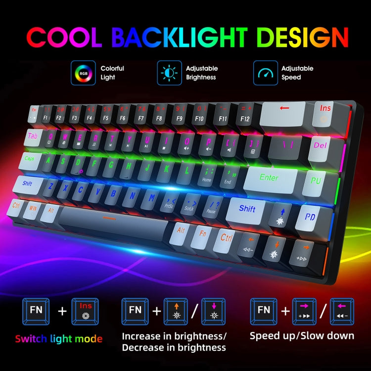 HXSJ V800 68 Keys Type-C Wired Cool Backlight Mechanical Keyboard(Red Shaft) - Wired Keyboard by HXSJ | Online Shopping South Africa | PMC Jewellery | Buy Now Pay Later Mobicred