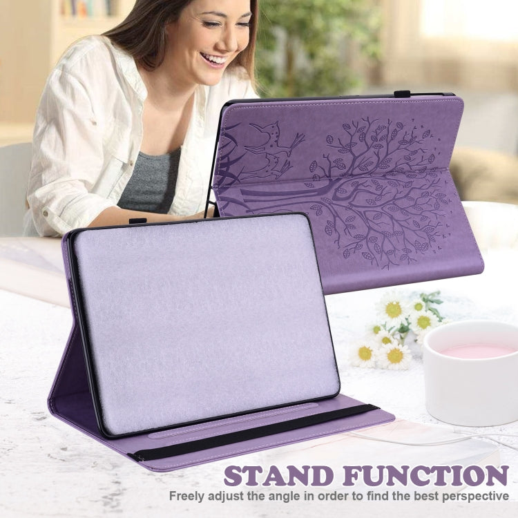 For Amazon Kindle Fire HD 10 / 10 Plus 2021 Tree & Deer Pattern Pressed Printing Horizontal Flip PU Leather Case with Holder & Card Slots(Purple) - Amazon by PMC TechLife | Online Shopping South Africa | PMC TechLife | Buy Now Pay Later Mobicred