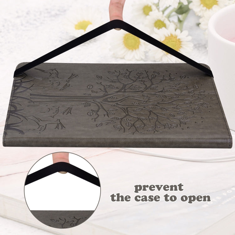 For Amazon Kindle Fire HD 10 / 10 Plus 2021 Tree & Deer Pattern Pressed Printing Horizontal Flip PU Leather Case with Holder & Card Slots(Grey) - Amazon by PMC TechLife | Online Shopping South Africa | PMC TechLife | Buy Now Pay Later Mobicred