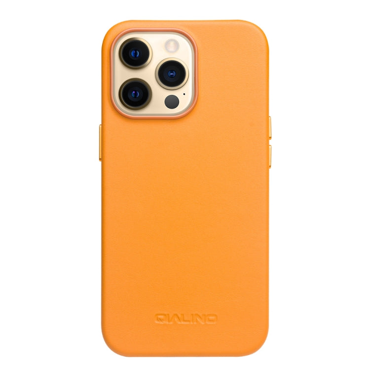 For iPhone 13 Pro QIALINO Nappa Cowhide MagSafe Magnetic Protective Case (Orange) - iPhone 13 Pro Cases by QIALINO | Online Shopping South Africa | PMC Jewellery | Buy Now Pay Later Mobicred