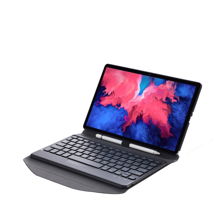 BM12 Diamond Texture Detachable Bluetooth Keyboard Leather Tablet Case with Pen Slot & Triangular Back Support For Lenovo Pad Plus 11 inch TB-J607F / Tab P11 11 inch TB-J606F(Black) - Lenovo Keyboard by PMC Jewellery | Online Shopping South Africa | PMC Jewellery