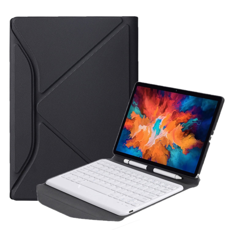 BM13 Diamond Texture Detachable Bluetooth Keyboard Leather Tablet Case with Pen Slot & Triangular Back Support For Lenovo Pad Pro 11.5 inch 2021 TB-J716F / Tab P11 Pro 11.5 inch TB-J706F(Black White) - Lenovo Keyboard by PMC Jewellery | Online Shopping South Africa | PMC Jewellery