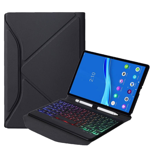 BM10S Backlight Edition Diamond Texture Detachable Bluetooth Keyboard Leather Tablet Case with Pen Slot & Triangular Back Support For Lenovo Smart Tab M10 HPD Plus TB-X606F 10.3 inch(Black) - Lenovo Keyboard by PMC Jewellery | Online Shopping South Africa | PMC Jewellery