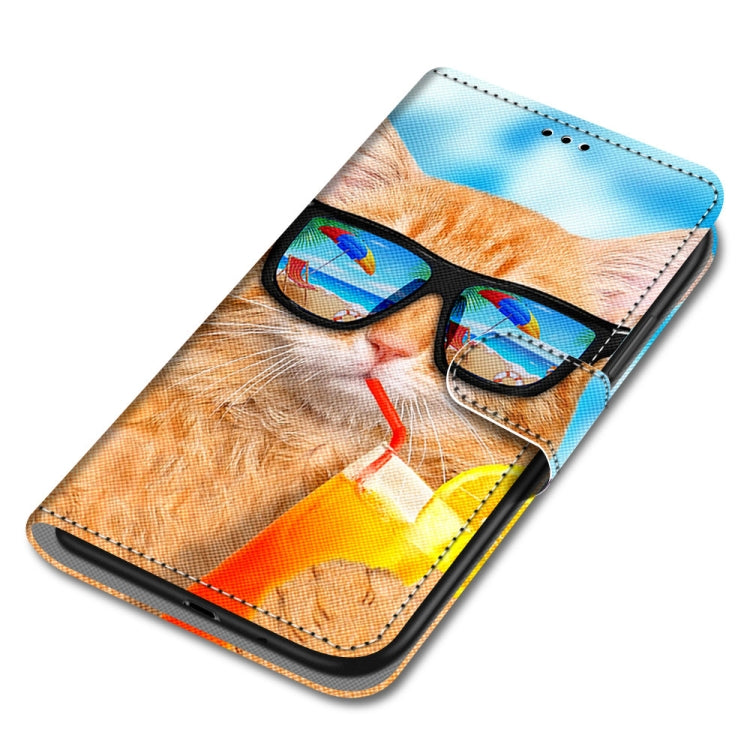 For OPPO A54 5G / A74 5G / A93 5G / A93s 5G Coloured Drawing Cross Texture Horizontal Flip PU Leather Case with Holder & Card Slots & Wallet & Lanyard(Cat Drinking Soda) - OPPO Cases by PMC TechLife | Online Shopping South Africa | PMC TechLife | Buy Now Pay Later Mobicred