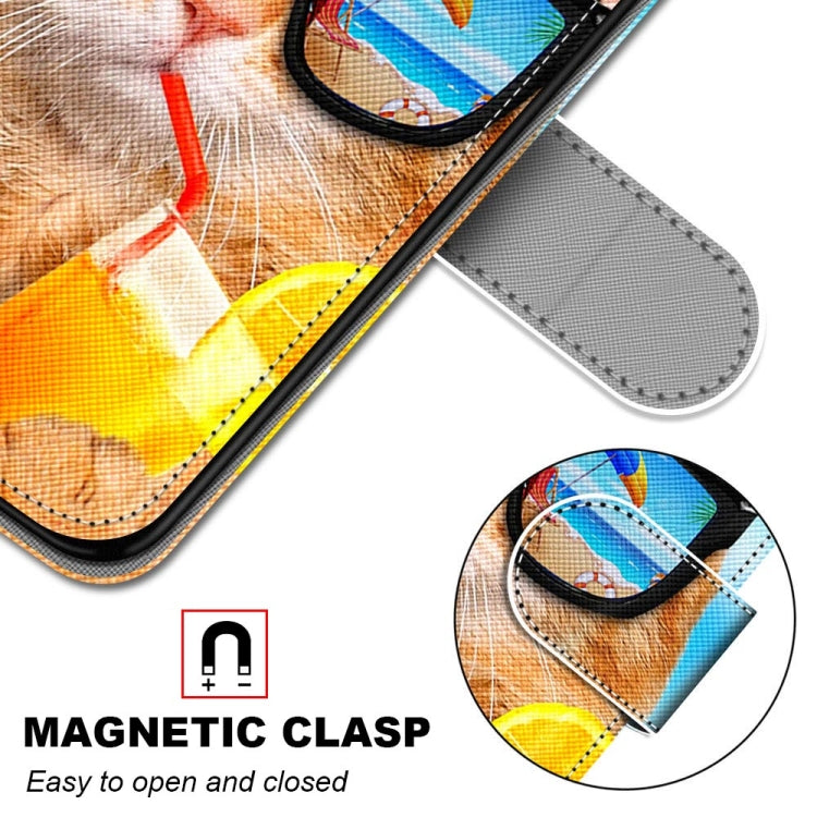 For OPPO A54 5G / A74 5G / A93 5G / A93s 5G Coloured Drawing Cross Texture Horizontal Flip PU Leather Case with Holder & Card Slots & Wallet & Lanyard(Cat Drinking Soda) - OPPO Cases by PMC TechLife | Online Shopping South Africa | PMC TechLife | Buy Now Pay Later Mobicred
