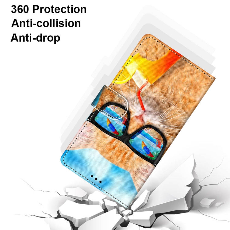 For OPPO A54 5G / A74 5G / A93 5G / A93s 5G Coloured Drawing Cross Texture Horizontal Flip PU Leather Case with Holder & Card Slots & Wallet & Lanyard(Cat Drinking Soda) - OPPO Cases by PMC TechLife | Online Shopping South Africa | PMC TechLife | Buy Now Pay Later Mobicred