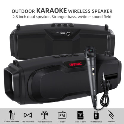 New Rixing NR-6012M Bluetooth 5.0 Portable Outdoor Karaoke Wireless Bluetooth Speaker with Microphone & Shoulder Strap(Black) - Desktop Speaker by NewRixing | Online Shopping South Africa | PMC Jewellery | Buy Now Pay Later Mobicred