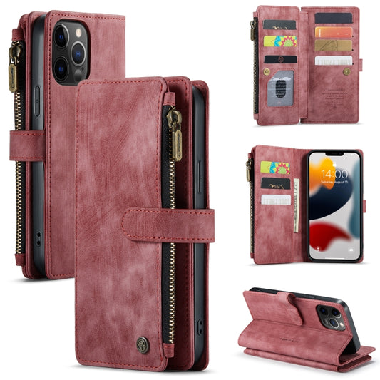 For iPhone 12 Pro Max CaseMe-C30 PU + TPU Multifunctional Horizontal Flip Leather Case with Holder & Card Slot & Wallet & Zipper Pocket(Red) - iPhone 12 Pro Max Cases by CaseMe | Online Shopping South Africa | PMC Jewellery | Buy Now Pay Later Mobicred