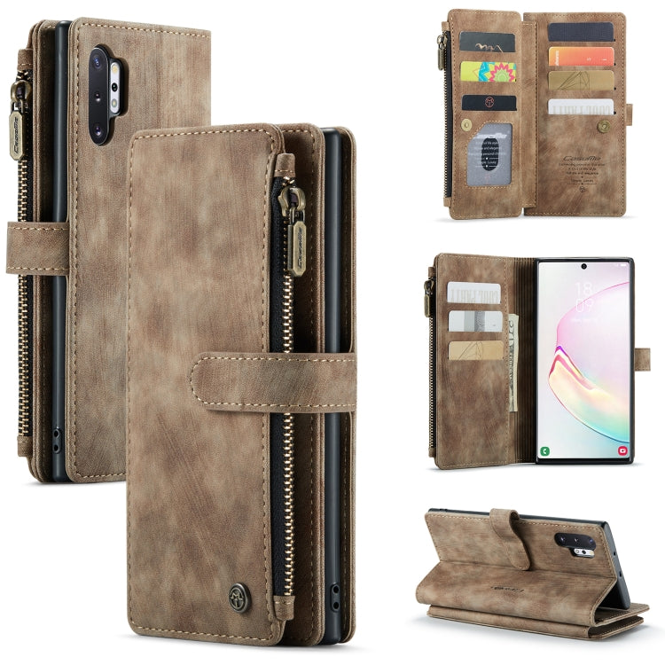 For Samsung Galaxy Note10+ CaseMe-C30 PU + TPU Multifunctional Horizontal Flip Leather Case with Holder & Card Slot & Wallet & Zipper Pocket(Brown) - Galaxy Phone Cases by CaseMe | Online Shopping South Africa | PMC Jewellery | Buy Now Pay Later Mobicred