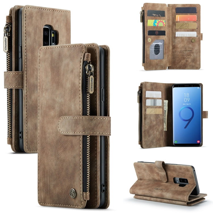 For Samsung Galaxy S9+ CaseMe-C30 PU + TPU Multifunctional Horizontal Flip Leather Case with Holder & Card Slot & Wallet & Zipper Pocket(Brown) - Galaxy Phone Cases by CaseMe | Online Shopping South Africa | PMC Jewellery | Buy Now Pay Later Mobicred