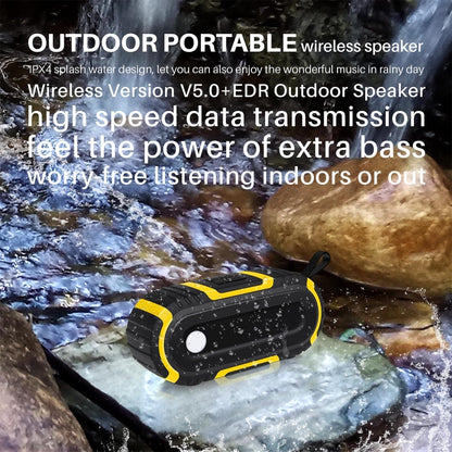 NewRixing NR-5016 Outdoor Splash-proof Water Bluetooth Speaker, Support Hands-free Call / TF Card / FM / U Disk(Yellow) - Desktop Speaker by NewRixing | Online Shopping South Africa | PMC Jewellery | Buy Now Pay Later Mobicred