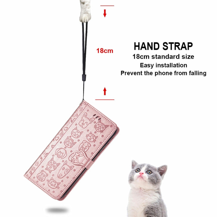 For Blackview A100 Lovely Cat and Dog Embossing Pattern Horizontal Flip Leather Case , with Holder & Card Slots & Wallet & Cartoon Clasp & Lanyard(Rose Gold) - More Brand by PMC Jewellery | Online Shopping South Africa | PMC Jewellery | Buy Now Pay Later Mobicred