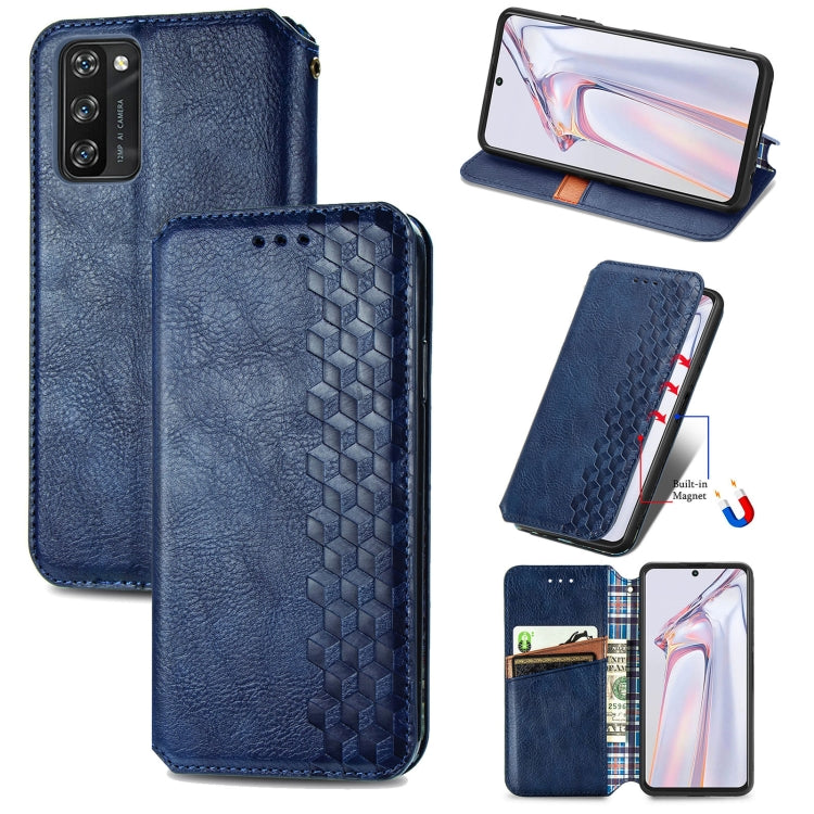 For Blackview A100 Cubic Grid Pressed Horizontal Flip Magnetic PU Leather Case with Holder & Card Slots & Wallet(Blue) - More Brand by PMC Jewellery | Online Shopping South Africa | PMC Jewellery | Buy Now Pay Later Mobicred