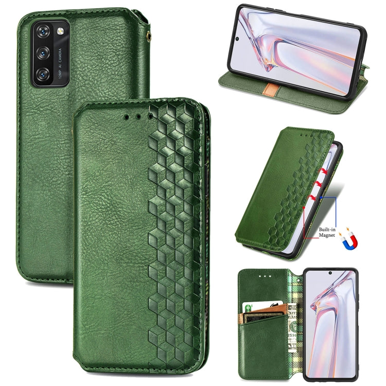 For Blackview A100 Cubic Grid Pressed Horizontal Flip Magnetic PU Leather Case with Holder & Card Slots & Wallet(Green) - More Brand by PMC Jewellery | Online Shopping South Africa | PMC Jewellery | Buy Now Pay Later Mobicred