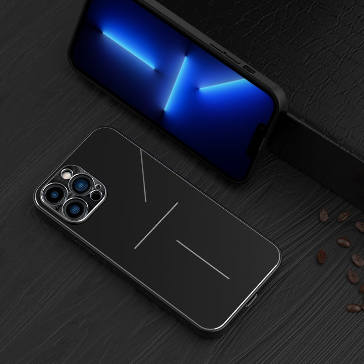 For iPhone 12 Pro R-JUST RJ-52 3-Line Style Metal TPU Shockproof Protective Case(Black) - iPhone 12 / 12 Pro Cases by R-JUST | Online Shopping South Africa | PMC TechLife