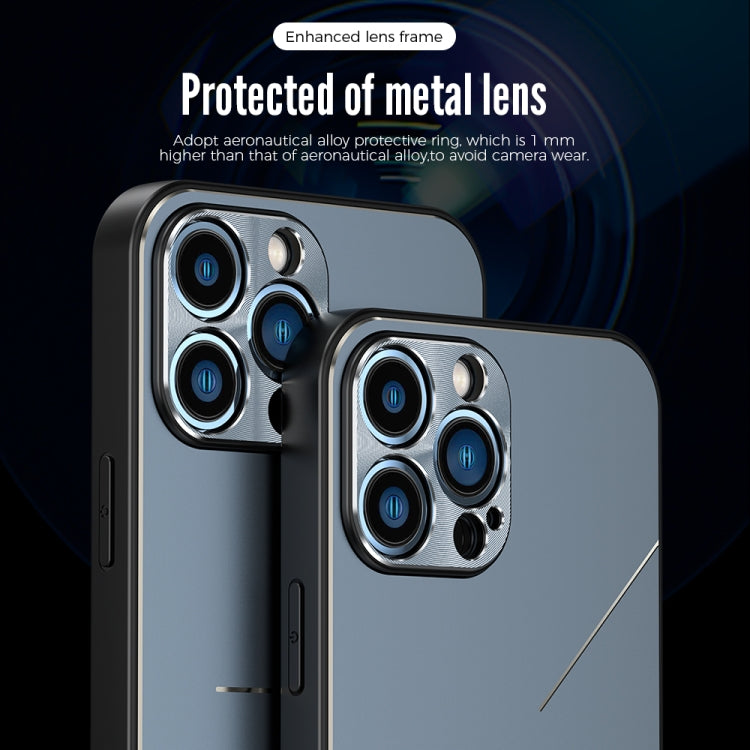 For iPhone 12 Pro R-JUST RJ-52 3-Line Style Metal TPU Shockproof Protective Case(Black) - iPhone 12 / 12 Pro Cases by R-JUST | Online Shopping South Africa | PMC TechLife