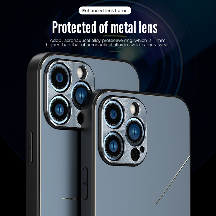 For iPhone 11 Pro R-JUST RJ-52 3-Line Style Metal TPU Shockproof Protective Case (Blue) - iPhone 11 Pro Cases by R-JUST | Online Shopping South Africa | PMC Jewellery