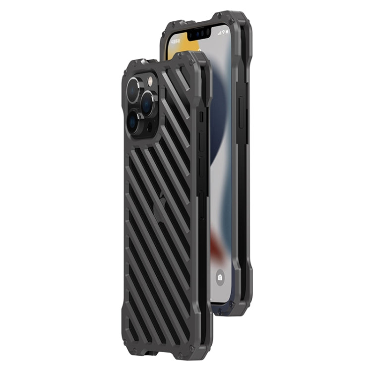 For iPhone 12 R-JUST RJ-50 Hollow Breathable Armor Metal Shockproof Protective Case(Silver Grey) - iPhone 12 / 12 Pro Cases by R-JUST | Online Shopping South Africa | PMC Jewellery