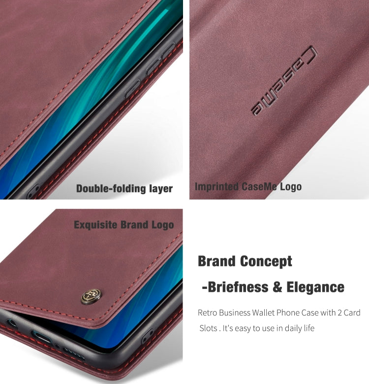 For Xiaomi Redmi Note 8 Pro CaseMe-013 Multifunctional Horizontal Flip Leather Case with Card Slot & Holder & Wallet(Wine Red) - Xiaomi Cases by CaseMe | Online Shopping South Africa | PMC Jewellery | Buy Now Pay Later Mobicred