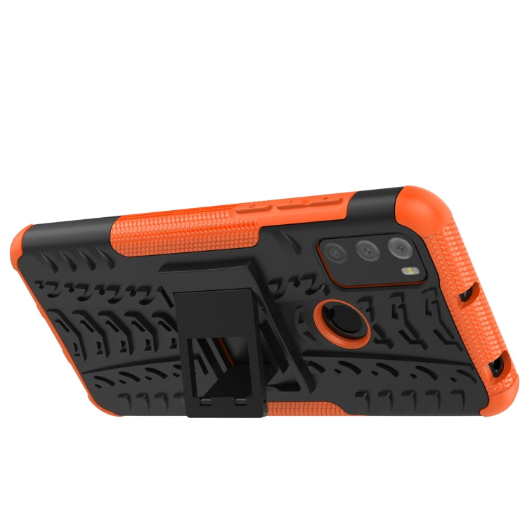 For Alcatel 3L (2021) Tire Texture Shockproof TPU+PC Protective Case with Holder(Orange) - Alcatel Cases by PMC Jewellery | Online Shopping South Africa | PMC Jewellery | Buy Now Pay Later Mobicred