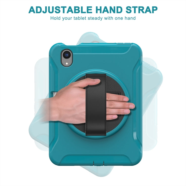 For iPad mini 6 360 Degree Rotation PC + TPU Protective Tablet Case with Holder & Hand-strap(Blue) - iPad mini 6 Cases by PMC Jewellery | Online Shopping South Africa | PMC Jewellery | Buy Now Pay Later Mobicred