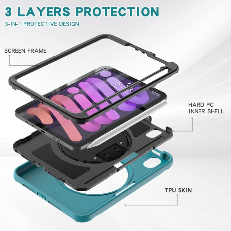 For iPad mini 6 360 Degree Rotation PC + TPU Protective Tablet Case with Holder & Hand-strap(Blue) - iPad mini 6 Cases by PMC Jewellery | Online Shopping South Africa | PMC Jewellery | Buy Now Pay Later Mobicred