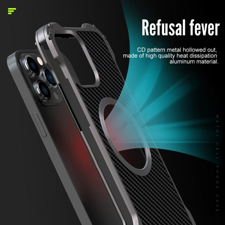 For iPhone 13 Pro R-JUST RJ51 Hollow Shockproof Metal Protective Case (Dark Grey) - iPhone 13 Pro Cases by R-JUST | Online Shopping South Africa | PMC TechLife | Buy Now Pay Later Mobicred