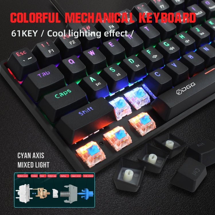 HXSJ V900 61 Keys Cool Lighting Effect Mechanical Wired Keyboard(Black) - Wired Keyboard by HXSJ | Online Shopping South Africa | PMC Jewellery | Buy Now Pay Later Mobicred