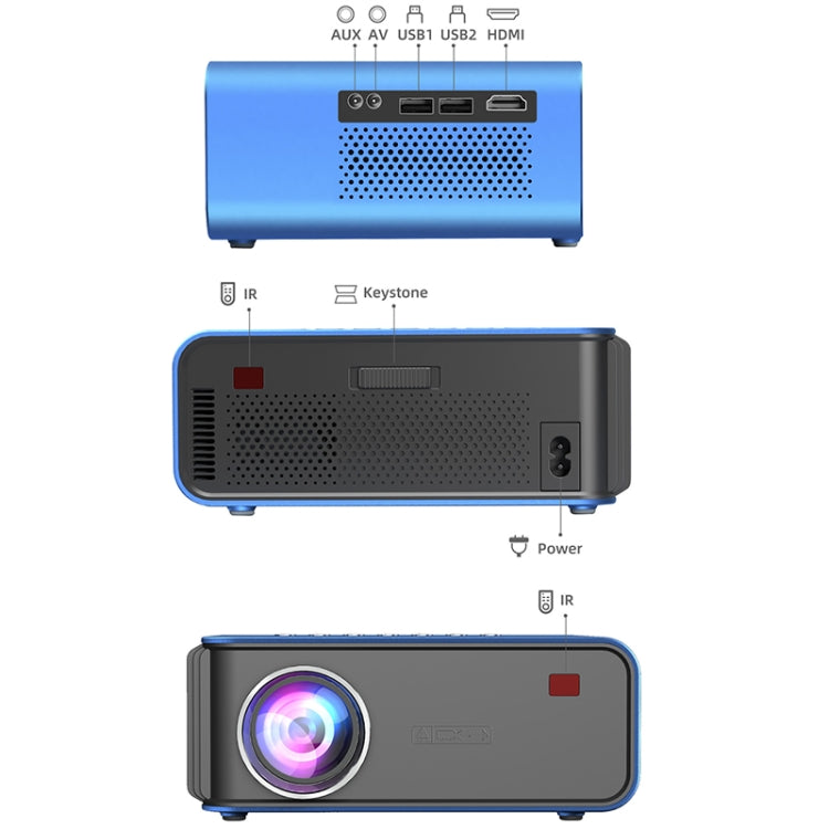 T4 Same Screen Version 1024x600 1200 Lumens Portable Home Theater LCD Projector, Plug Type:EU Plus(Blue) - free shipping - PMC Jewellery - Order now!