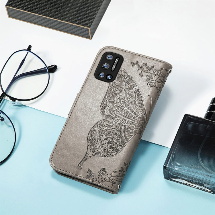 For DOOGEE N40 Pro Butterfly Love Flowers Embossed Horizontal Flip Leather Case with Holder & Card Slots & Wallet & Lanyard(Grey) - More Brand by PMC Jewellery | Online Shopping South Africa | PMC Jewellery | Buy Now Pay Later Mobicred