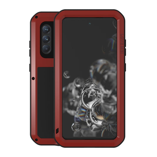 For Samsung Galaxy S21 FE LOVE MEI Metal Shockproof Waterproof Dustproof Protective Phone Case with Glass(Red) - Galaxy Phone Cases by LOVE MEI | Online Shopping South Africa | PMC Jewellery