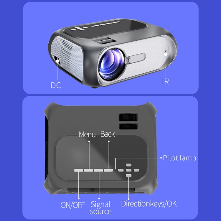 T7 1920x1080P 200 ANSI Portable Home Theater LED HD Digital Projector, Basic Version, AU Plug(Black) - LED Projector by PMC TechLife | Online Shopping South Africa | PMC TechLife | Buy Now Pay Later Mobicred