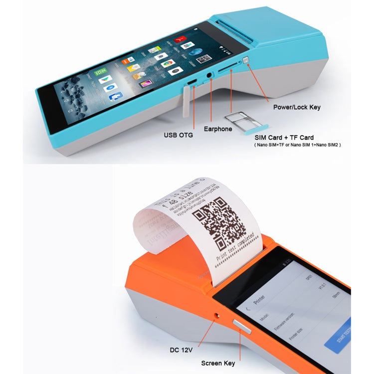 SGT-SP01 5.5 inch HD Screen Handheld POS Receipt Printer, Basic Version, UK Plug(Orange) - Printer by PMC Jewellery | Online Shopping South Africa | PMC Jewellery | Buy Now Pay Later Mobicred