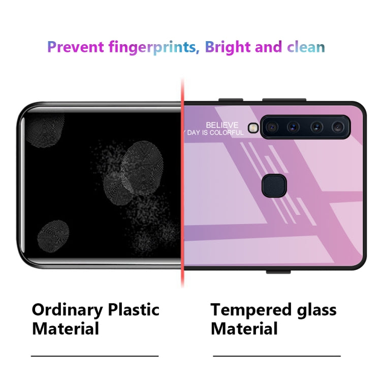 For Galaxy A9 (2018) Gradient Color Glass Case(Light Purple) - Galaxy Phone Cases by PMC Jewellery | Online Shopping South Africa | PMC Jewellery