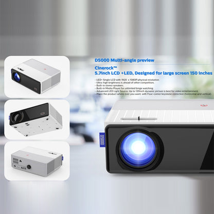 VIVIBRIGHT D5000 1920x1080P 420ANSI 6000Lumens LCD + LED HD Digital Projector, Android 9.0 EU Plug - LED Projector by VIVIBRIGHT | Online Shopping South Africa | PMC Jewellery | Buy Now Pay Later Mobicred