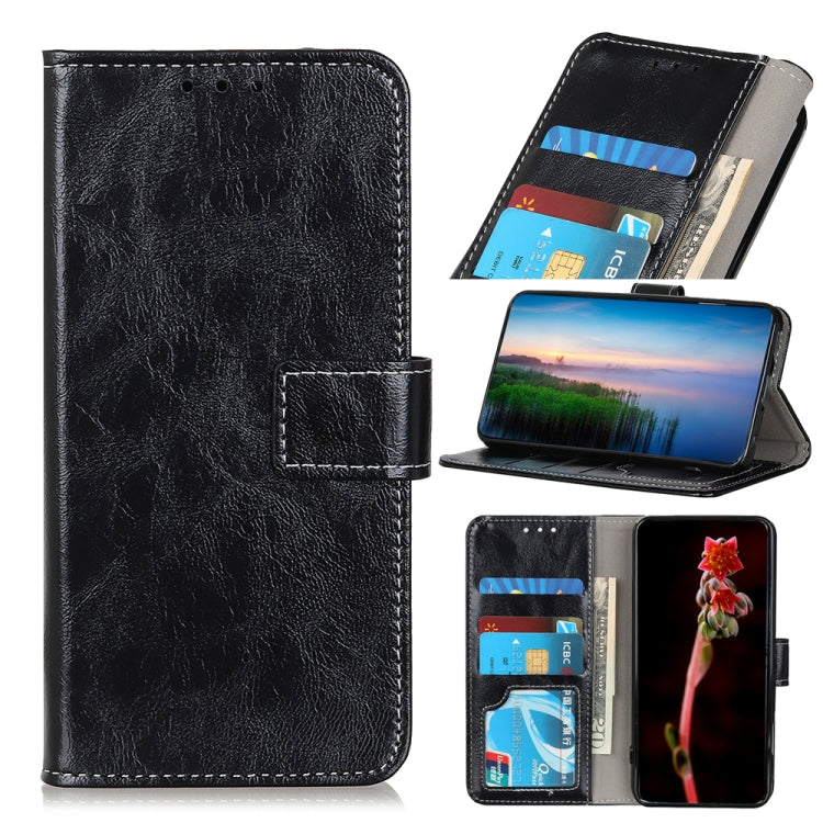 For OPPO Reno7 5G Retro Crazy Horse Texture Horizontal Flip Leather Phone Case(Black) - OPPO Cases by PMC TechLife | Online Shopping South Africa | PMC TechLife | Buy Now Pay Later Mobicred