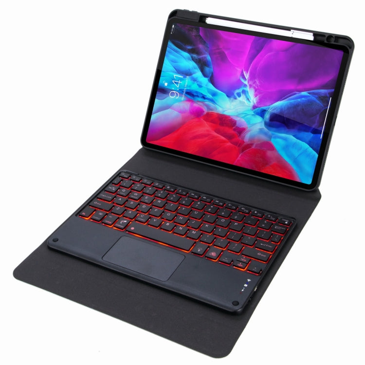 H-097CS Touch Backlight Bluetooth Keyboard Leather Case with Rear Three-fold Holder For iPad 9.7 2018 & 2017(Black) - free shipping - PMC TechLife - Order now!
