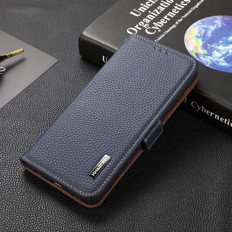 For Sony Xperia 1 III KHAZNEH Side-Magnetic Litchi Genuine Leather RFID Case(Blue) - Sony Cases by PMC TechLife | Online Shopping South Africa | PMC TechLife | Buy Now Pay Later Mobicred