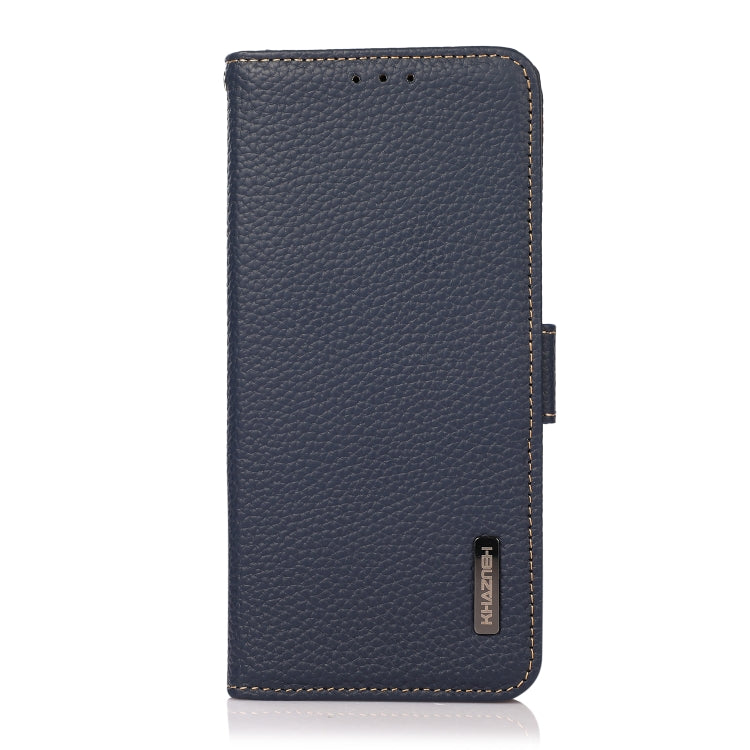 For Honor 60 KHAZNEH Side-Magnetic Litchi Genuine Leather RFID Phone Case(Blue) - Honor Cases by PMC TechLife | Online Shopping South Africa | PMC TechLife | Buy Now Pay Later Mobicred