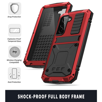 For Samsung Galaxy S22 5G R-JUST Metal + Silicone Holder Phone Case(Red) - Galaxy S22 5G Cases by R-JUST | Online Shopping South Africa | PMC Jewellery | Buy Now Pay Later Mobicred