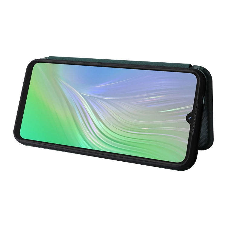 For Blackview A55 Carbon Fiber Texture Horizontal Flip PU Phone Case(Green) - More Brand by PMC TechLife | Online Shopping South Africa | PMC TechLife | Buy Now Pay Later Mobicred