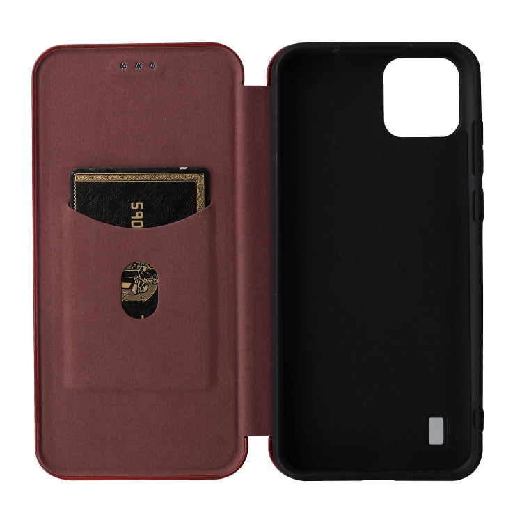 For Blackview A55 Carbon Fiber Texture Horizontal Flip PU Phone Case(Brown) - More Brand by PMC TechLife | Online Shopping South Africa | PMC TechLife | Buy Now Pay Later Mobicred