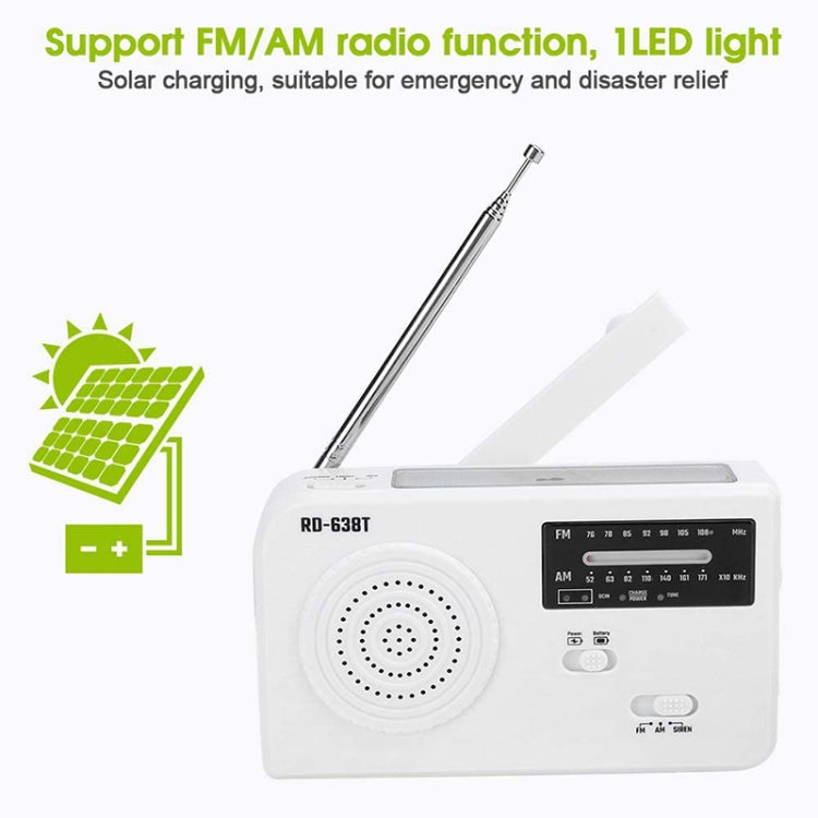 RD-638T Two-band Solar Powered AM / FM Radio Player Flashlight with Dynamo Function(White) - Radio Player by PMC TechLife | Online Shopping South Africa | PMC TechLife | Buy Now Pay Later Mobicred