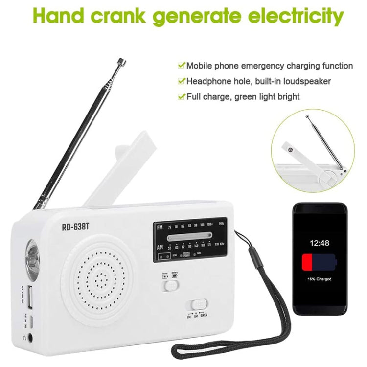 RD-638T Two-band Solar Powered AM / FM Radio Player Flashlight with Dynamo Function(White) - Radio Player by PMC TechLife | Online Shopping South Africa | PMC TechLife | Buy Now Pay Later Mobicred