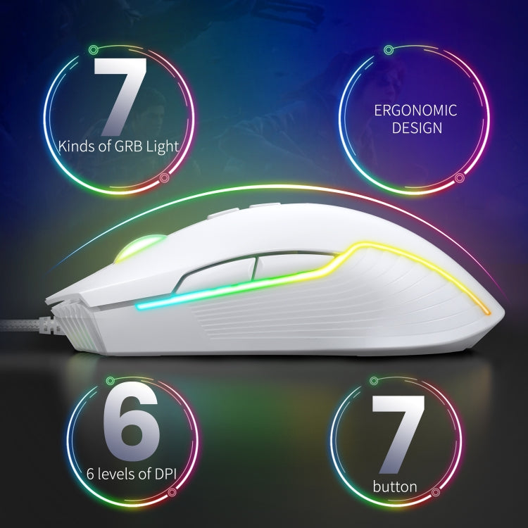 ONIKUMA CW905 RGB Lighting Wired Mouse(White) - free shipping - PMC Jewellery - Order now!